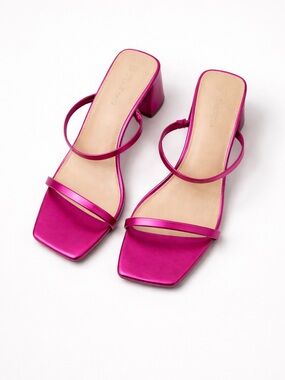 wild fable Fuchsia Strappy Square-Toe Block Heel Sandals